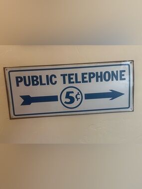 Public Telephone Metal Sign